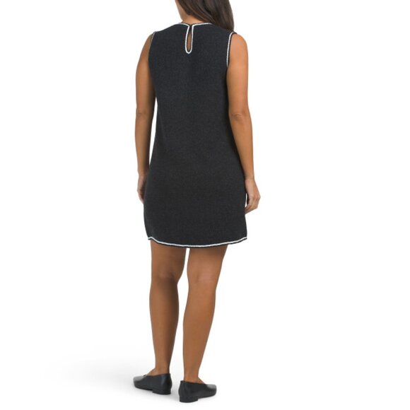 THEORY BLACK MULTI Wool Blend Tweed Felt Mini Sheath Dress - Picture 2 of 2